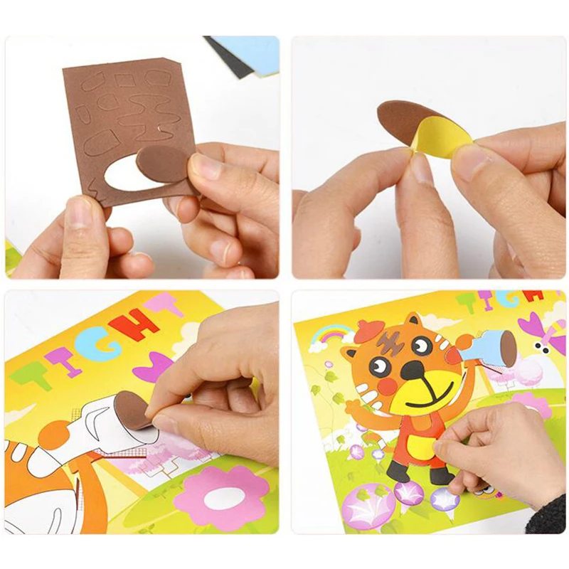 10/5Pcs 3D EVA Foam Sticker Puzzle Game DIY Cartoon Animal Learning Education Toys For Children Kids Multi-patterns Styles GYH