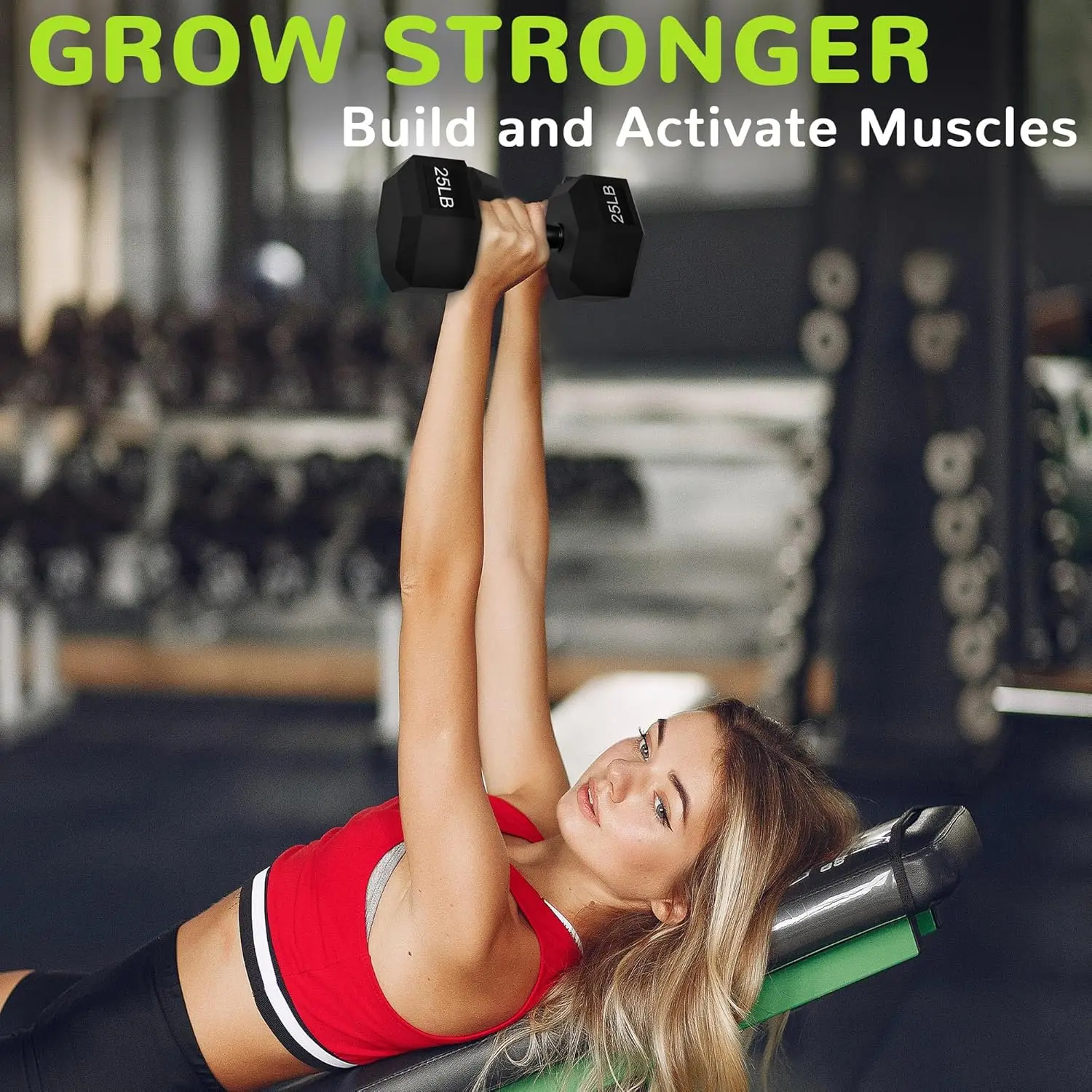 Zestaw gumowych hantli sześciokątnych z antypoślizgowym uchwytem do ćwiczeń w domu, różne rozmiary - obciążenia fitness dla wszystkich poziomów