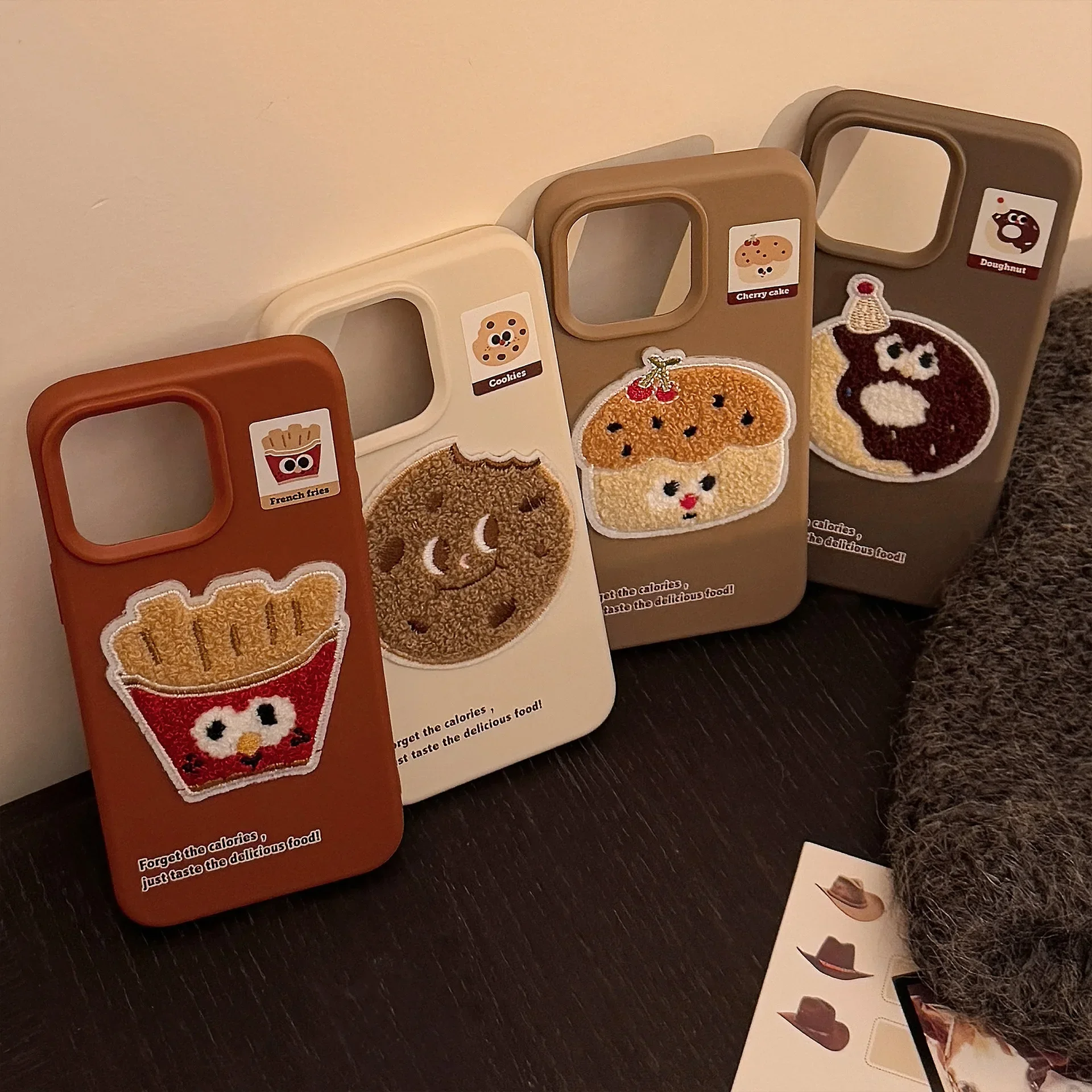 Winter Plush French fries Cookie donut cake Phone case For iPhone 16 15 14 13 12 11 Pro Max 16 Plus Case Cute Cartoon Soft Cover