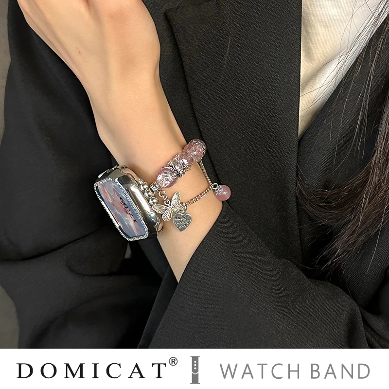 Bohemian bead bracelet compatible with iWatch strap 38mm 40mm 41mm 42mm 44mm 45mm 49mm for women, fashionable handmade elastic s