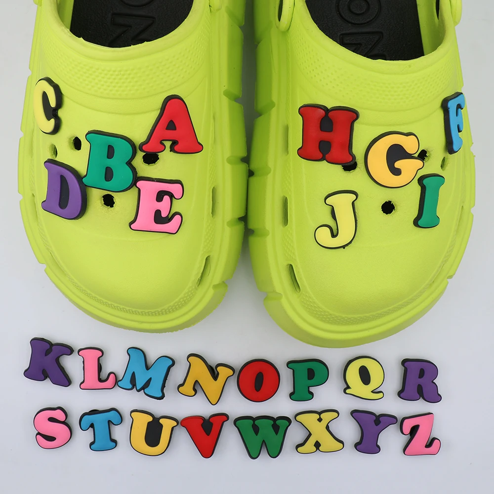 Shoe Accessories Buckles Colorful Cute Cartoon26 Alphabet Pvc Shoe Decoration Charms Thick Letters Slipper Children Gift 1 Piece