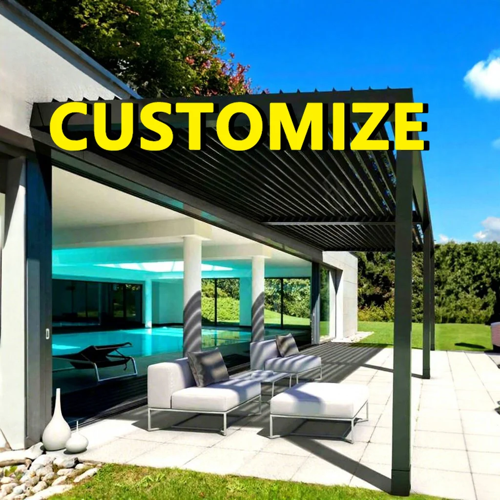 

Any Size Custom Open Patio Sun Shade Pavilion Thickened Glass Aluminum Frame Lighting Facility Year Round Multiply Outdoor Rest