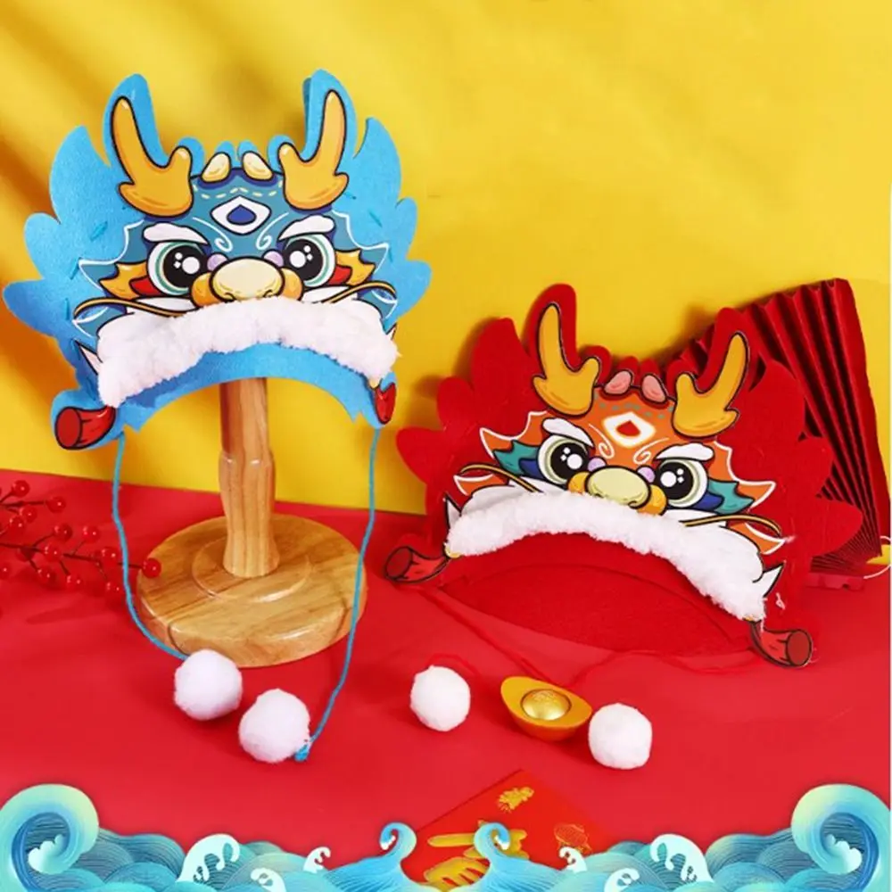 Hand Assembly Chinese New Year Hat National Tide Hand Craft Non-woven Dragon Hat Non-woven Fabric Traditional Cartoon Dragon Hat