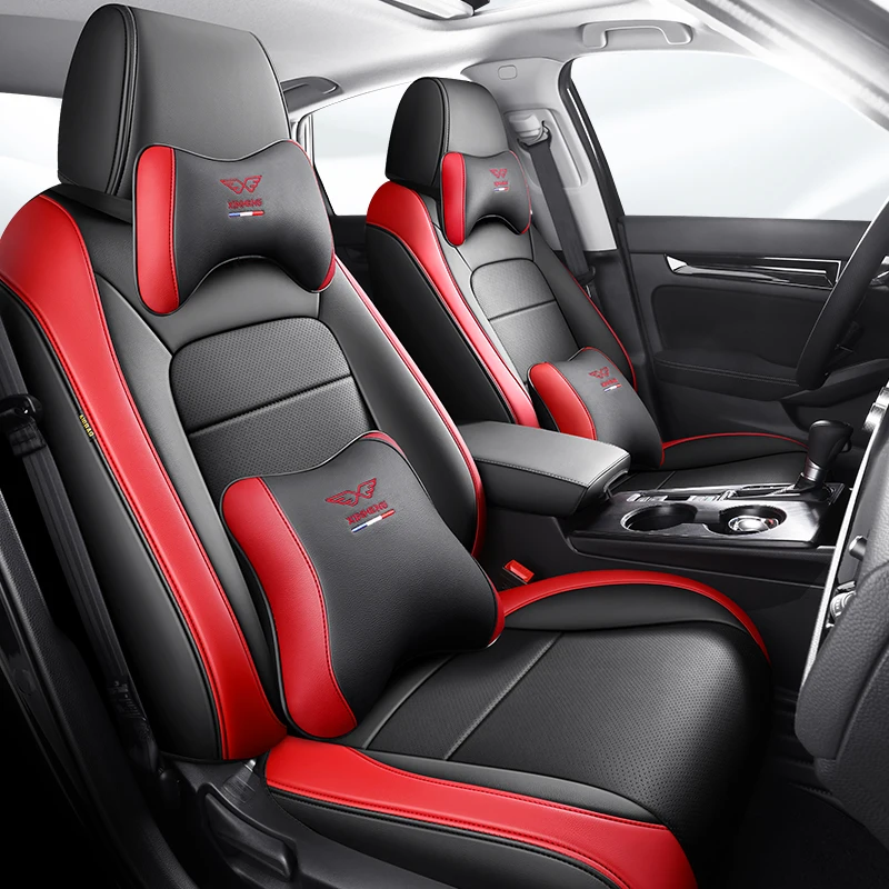 Car Special Waterproof Seat Covers For Honda Civic 2022 2023 2024 Leather Compatible with Airbag Interior Accessories-Wine red