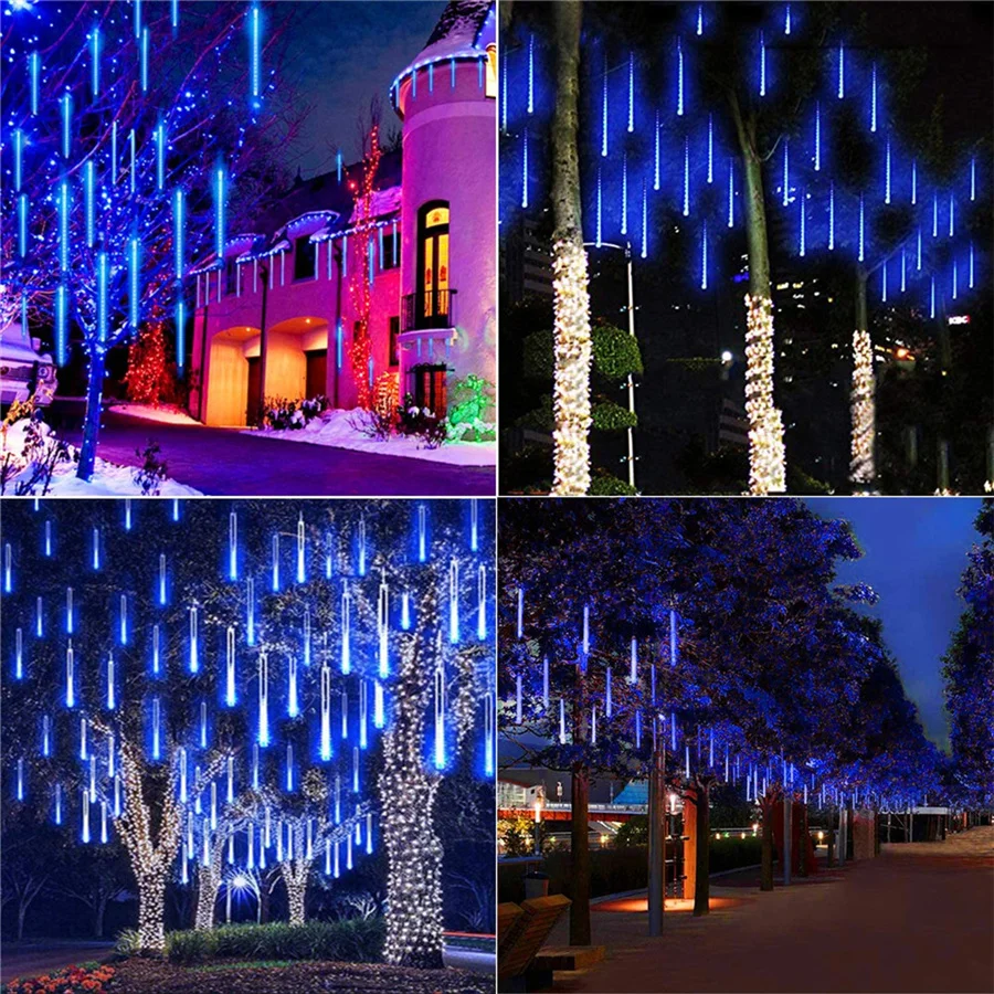 LED Meteor Shower 30cm/50cm Christmas String Lights Outdoor Garland Waterproof Fairy Lights For Garden Street Holiday Decoration