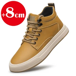 Casual genuine leather new height increasing shoes for men 6/8cm invisible elevator sneakers sport zapatillas de Hombre