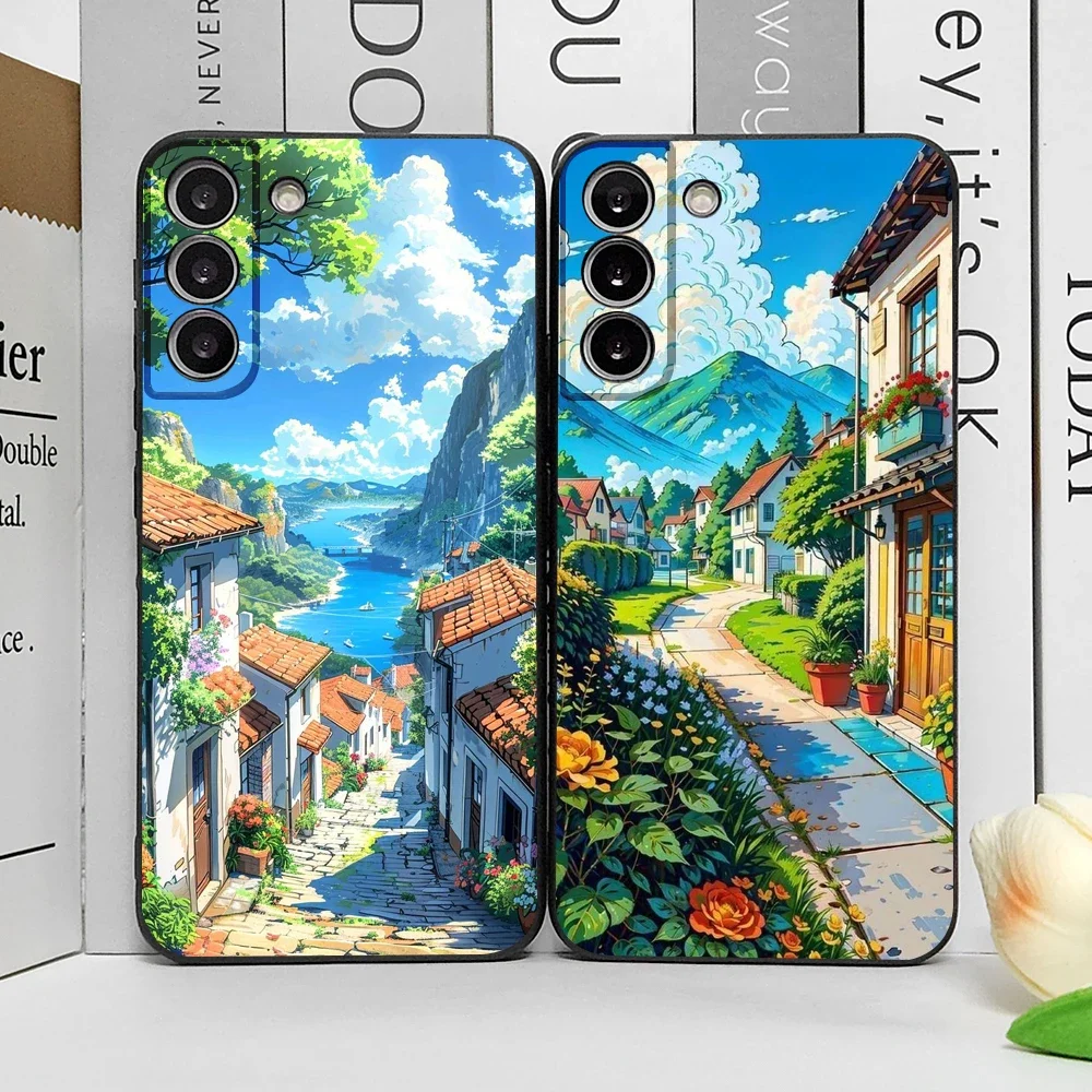 Japanese Anime Scenery Phone Case for VIVO Y35 Y21S Y33S Y78 Plus Vivo S17 S16 S18 S10 V20 Soft Cover Landscape Aesthetic Fundas