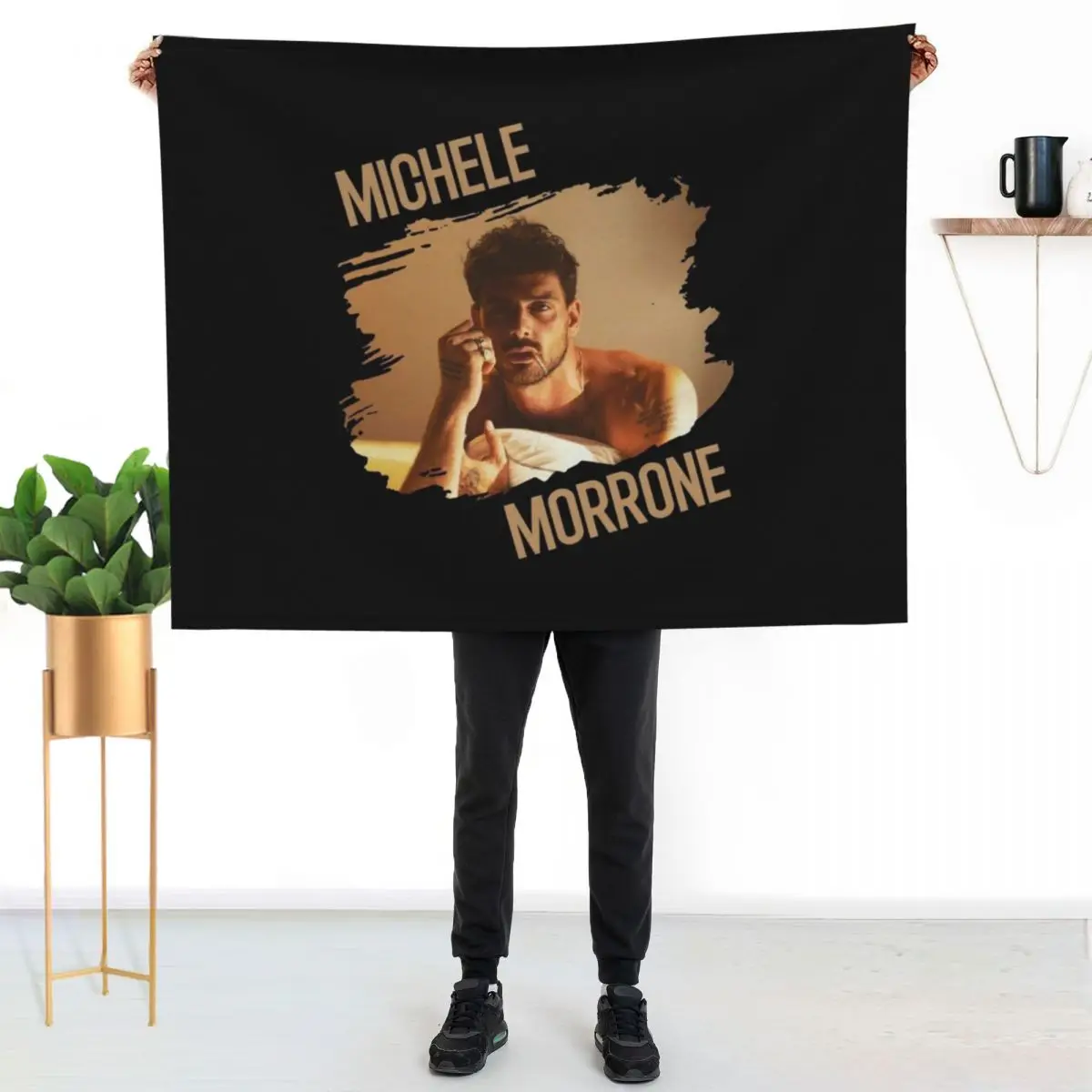 

Michele Morrone Photo With Text Throw Blanket Soft Breathable Blanket for Night Sleeping