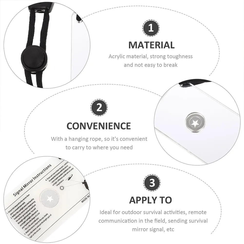 

2pcs Survival for Outdoor Hiking Kayak Camping Emergency Signaling Reflective Mirrors Acrylic Lightweight