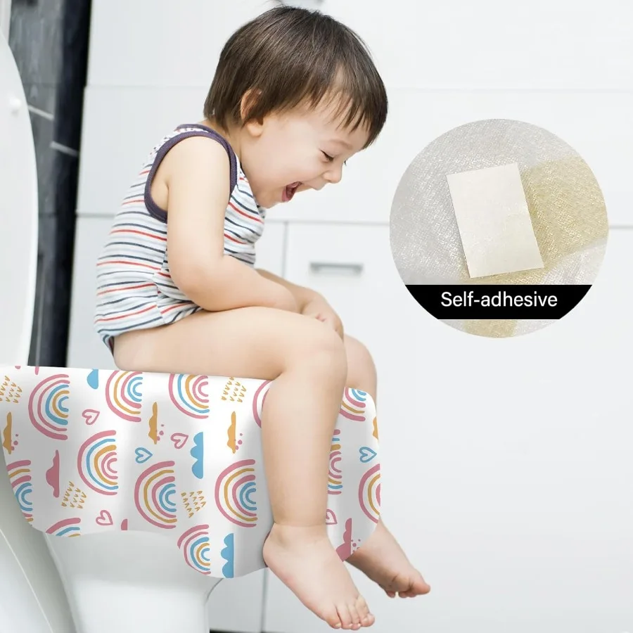 40 عبوة من أغطية مقاعد المرحاض للاستعمال مرة واحدة للأطفال الصغار والكبار بتصميم كبير جدًا مقاوم للماء مع تغليف فردي مثالي لـ