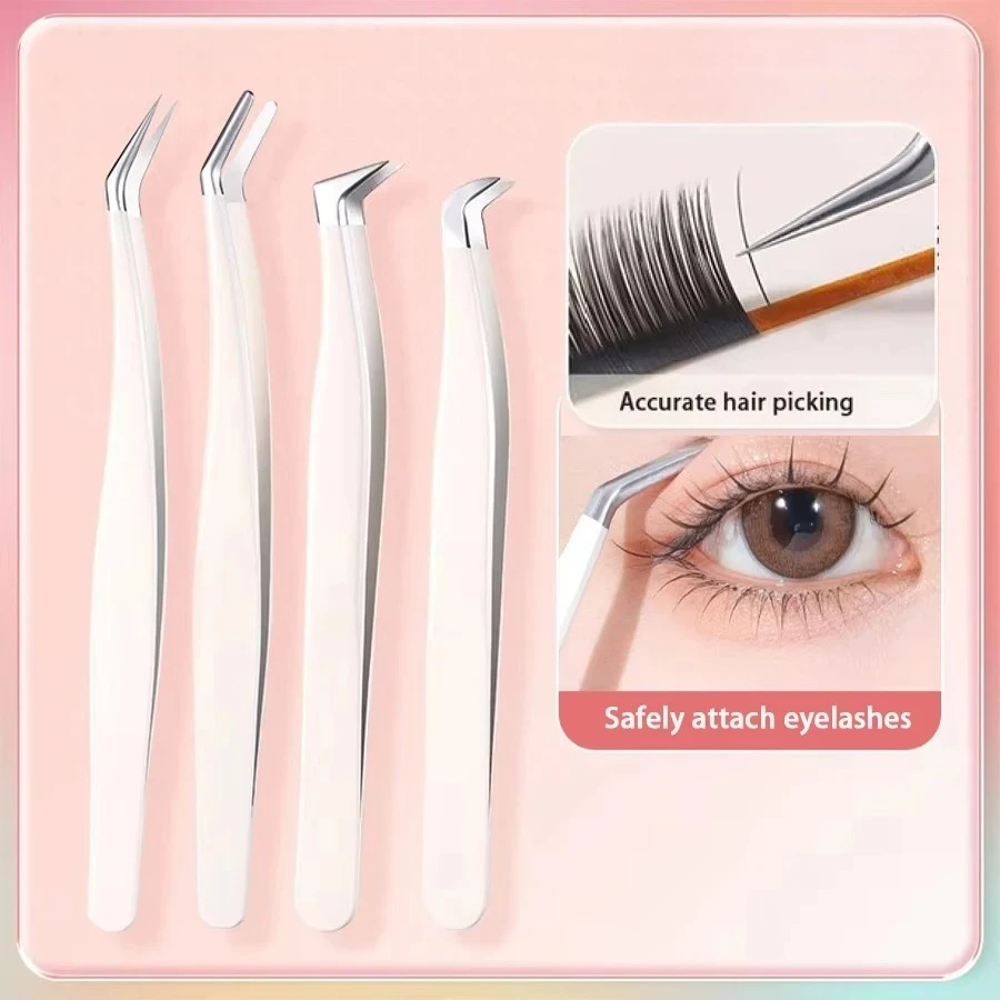 Multifunctional Tweezers Stainless Steel Eyelash Tweezers Grafting False Eyelash Patches False Eyelash Aids Portable Tweezers Be