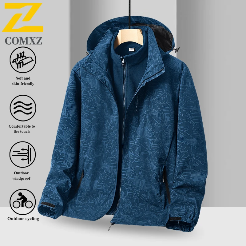 

Мужская камуфляжная кленовая водонепроницаемая куртка 3-в-1 со съемным капюшоном, ветрозащитное альпинистское пальто, уличная тактическая парка с флисовой подкладкой