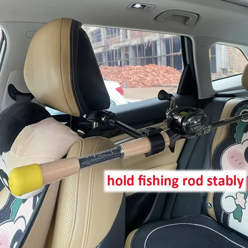 EE1 360 Rotating SUV Back Seat Rear Hanging Car Headrest Lure Fishing Rod Holder Mounting Bracket view 2