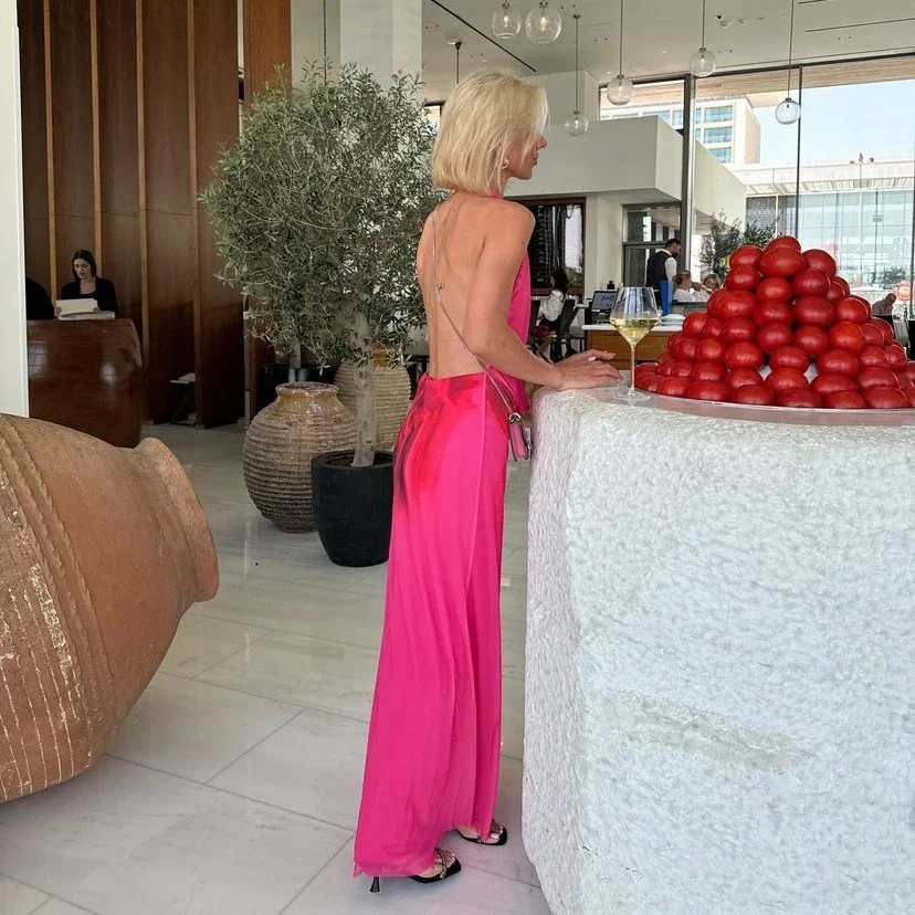 Elegante Halter Mouwloze Lange Jurken Voor Vrouwen Sexy Backless Hip Pakket Vrouwelijke Lange Jurk 2024 Zomer Dame Avondfeest Gewaad