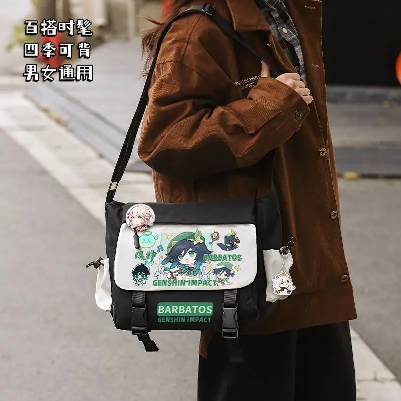 

Genshin Impact Collaboration Single Shoulder Hu Tao Kaedehara Manyo Scaramouche Middle High School Boys And Girls Large Capaci