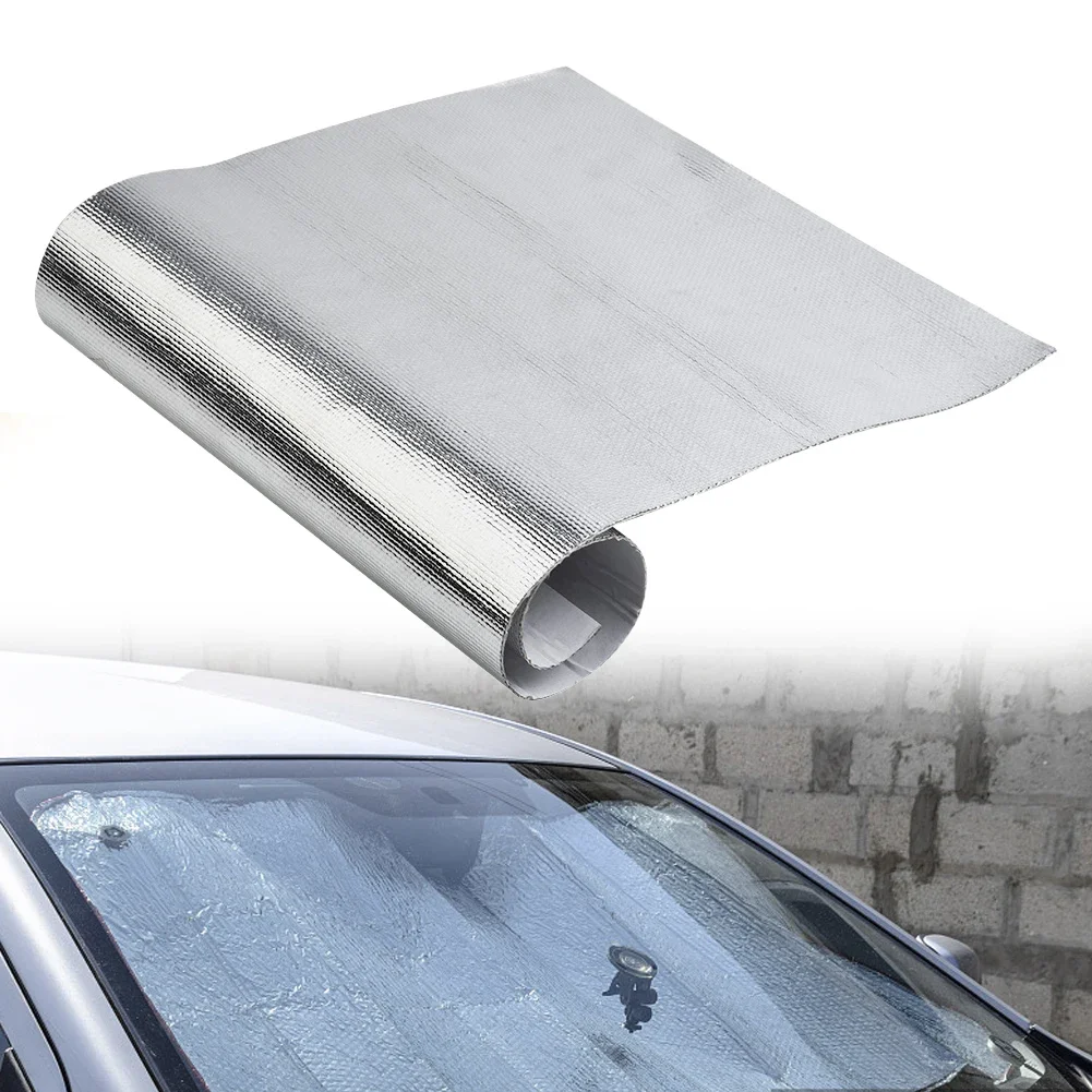 1x Thick Aluminum Fiber Car Fender Heat Sounds Insulation Mats 800 Celsius Shielding Exhaust Bonnets Engine Film Wrap 25x50cm