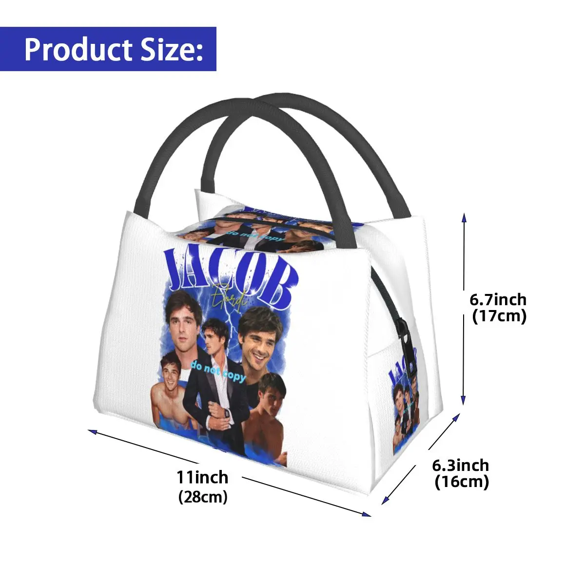 Jacob Elordi Australian Actor Insulated Lunch Bag for Women Kids Portable Food Boxes Thermal Lunch Box Tote