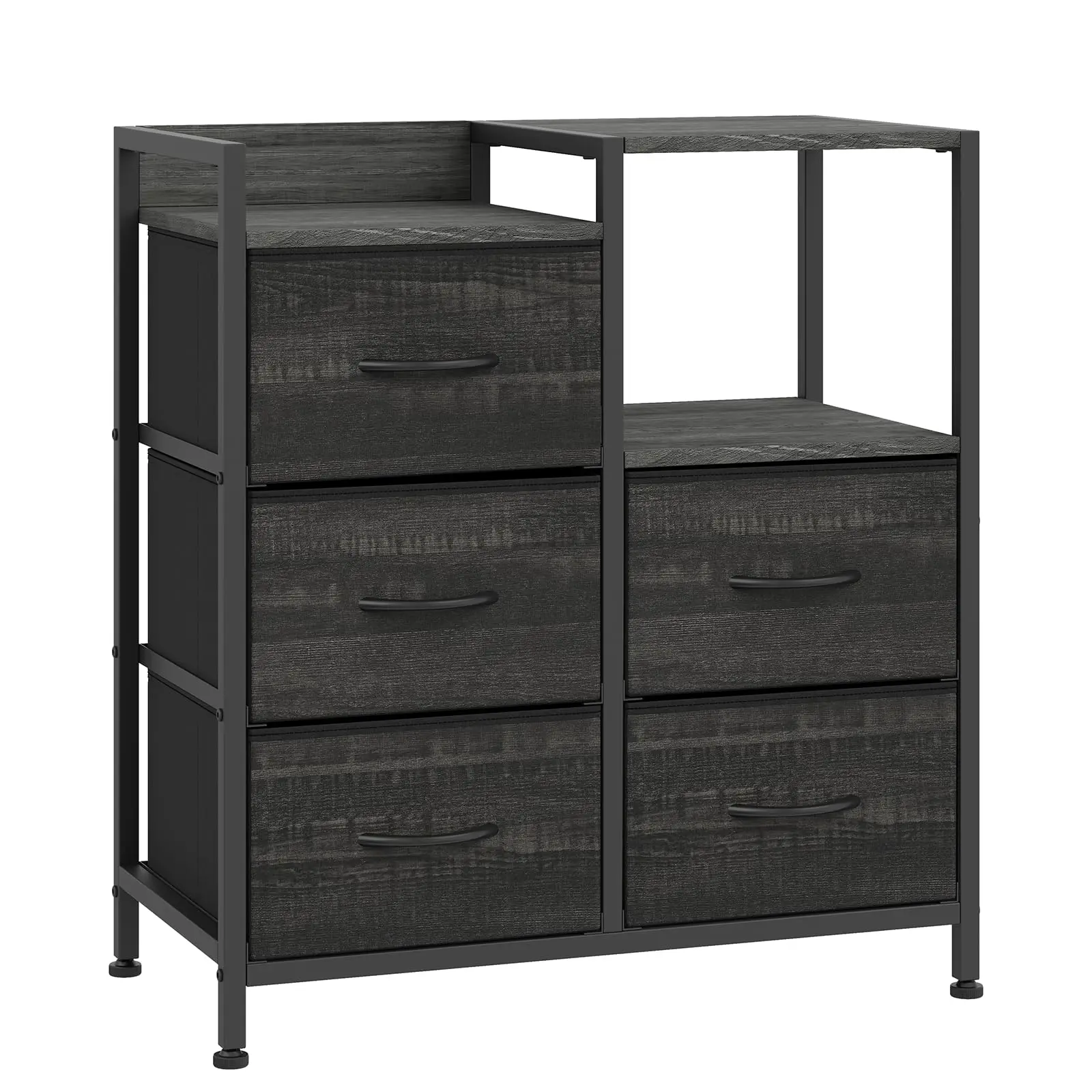 5 Drawer File Cabinet with Open Storage Rack Rolling Printer Stand Horizontal File Cabinet Chest of Drawers Storage Units
