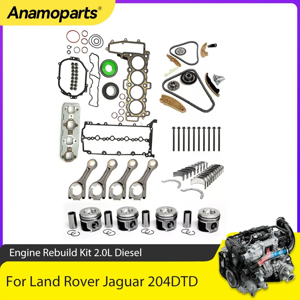 Engine Parts Rebuild Gasket Kit Piston Bearing Set Fit 2.0 L Diesel 204DTD AJ200 For Land Rover Discovery Jaguar E-PACE 2.0L