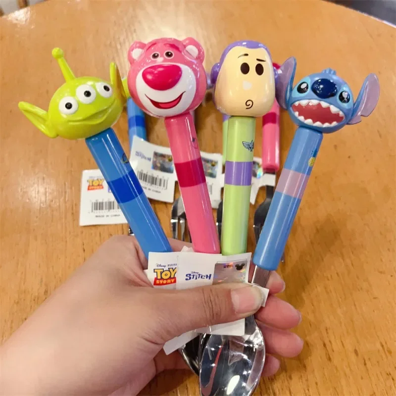 

Disney Stitch Fork Spoon Tableware Cartoon Cute Interesting Alien Stainless Steel Spoon Knife and Fork Buzz Lightyear Party Gift