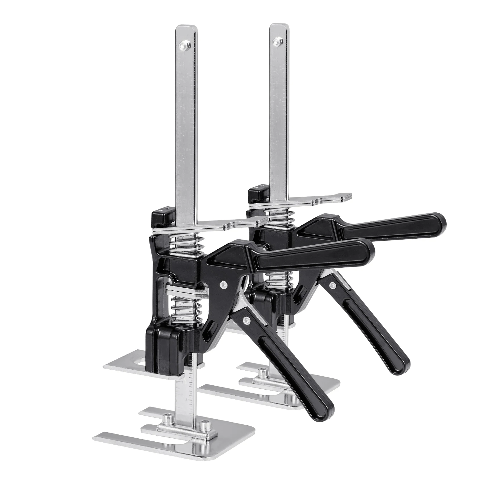 SucceBuy - Juego de 2 Gatos de Mano Metálicos de 170 mm con Rodamiento, Ahorro de Esfuerzo, Capacidad de Carga, Nivel Magnético y Altura Ajustable