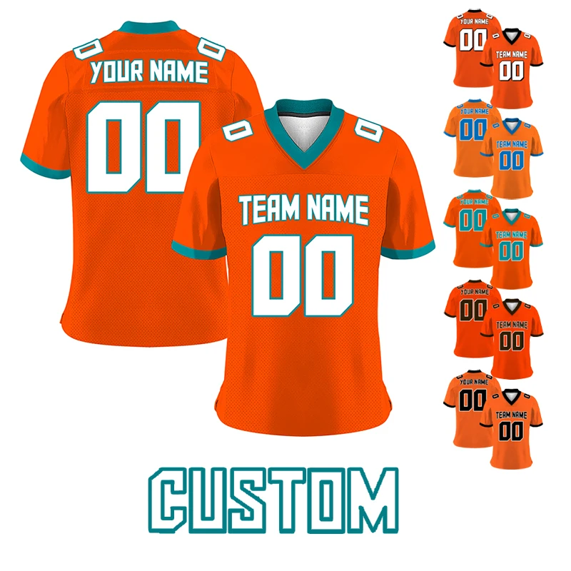 Orange Jerseys Rugby Custom Shirt American Football Men Sublimation Blanks  2022 2023 Team Soccer T-Shirts Play Game Sportwear