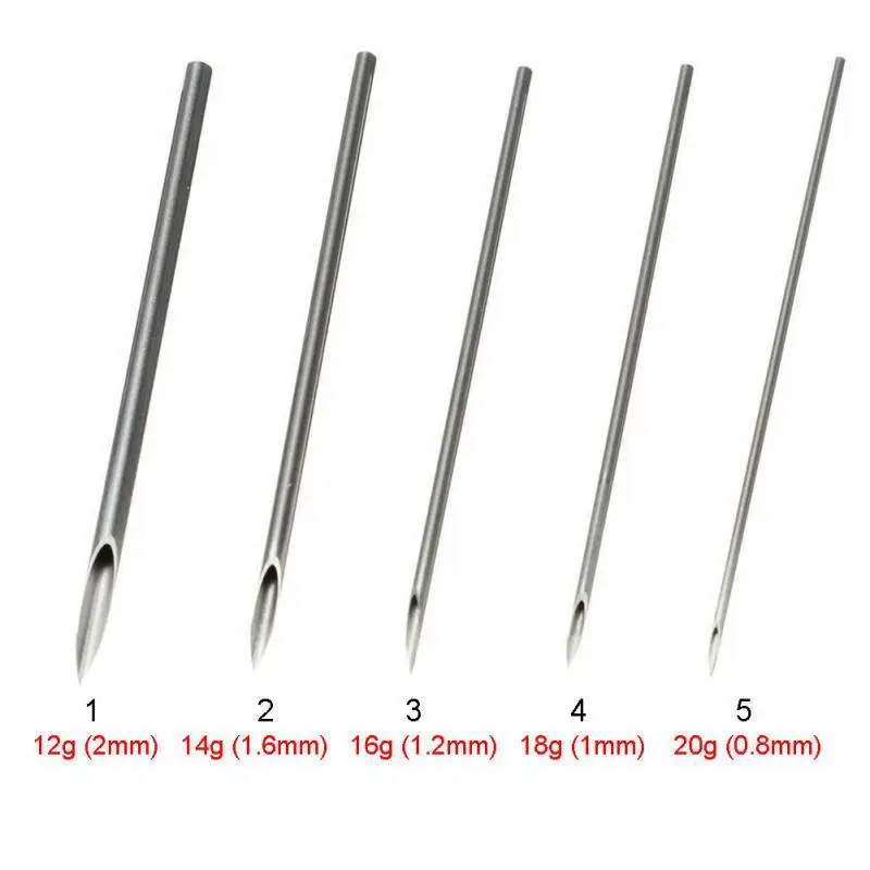 1/3/5Pcs Disposable Body Piercing Needles Medical Needle for Navel Nipple Lip Navel Ring Kit Surgical Steel Tool