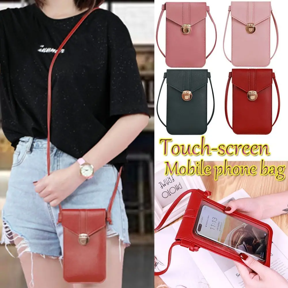Fashion Touch Screen Cell Phone Purse PU Leather Strap Mobile Phone Bag Functional Mobile Wallet Smartphone