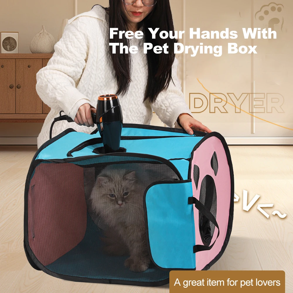 Dog Dryer Box Foldable Large Space Pet Drying Box Suitable for Cats and Dogs Bathing Blow Drying Free Your Hands at Home