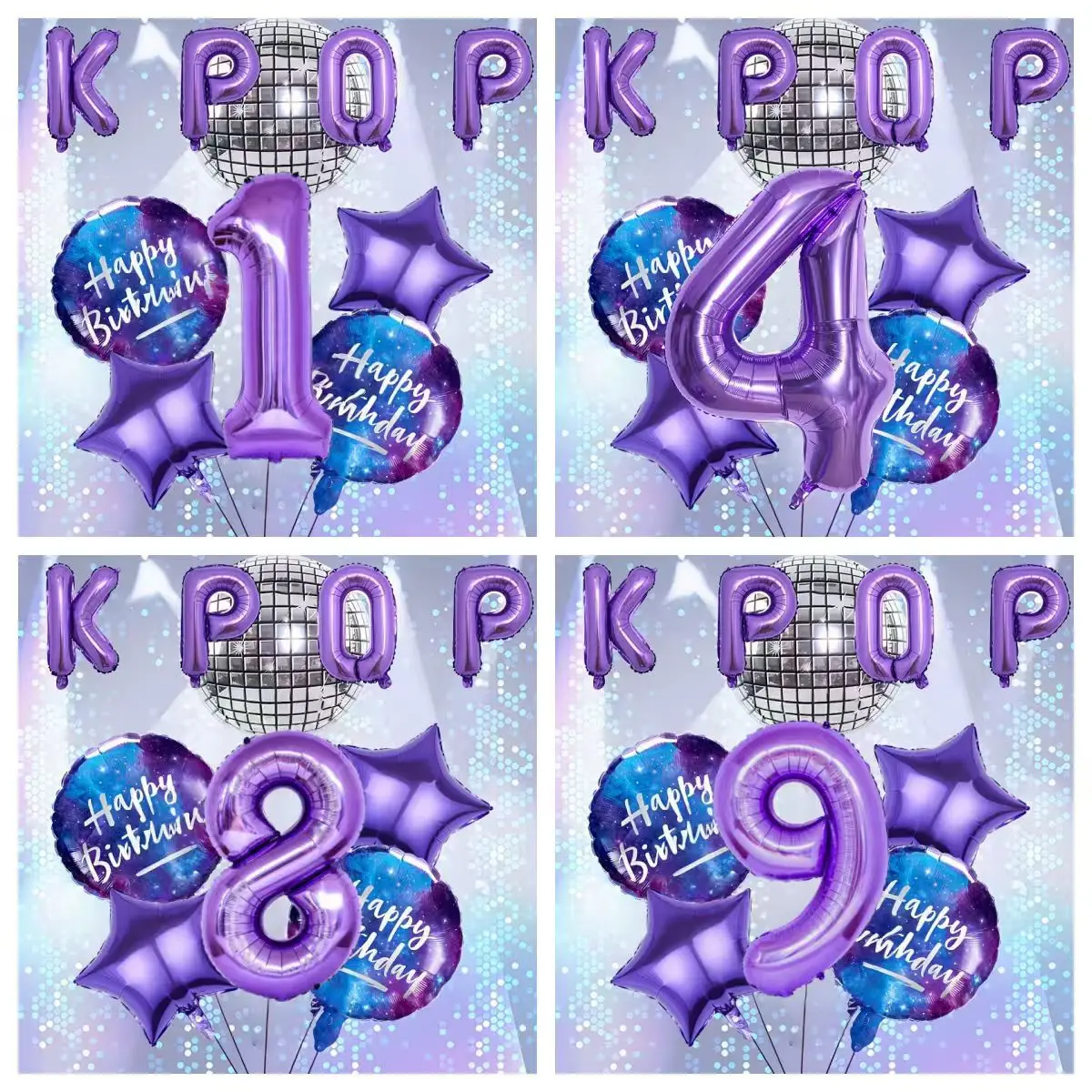 10 Stück/Set Lila K-Pop Musik-Thema Geburtstagsballons Dekoration 0-9 Zahlen Geburtstagsfeiern Fotohintergründe Perfektes Geschenk für soziale Anlässe