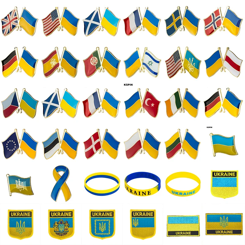 USA Ukraine United Kingdom Ukraine Poland Ukraine Denmark Ukraine Sweden Ukrainn flag badge Flag Lapel Pin Brooch