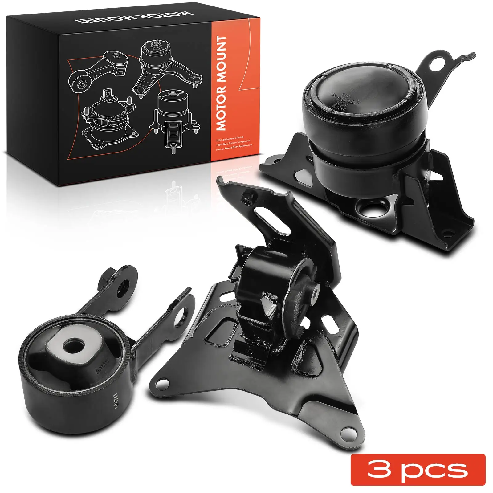 Frankberg 1x Motoronderdelen + 1x Transmissieonderdelen + 1x Koppelsteun voor- en achterzijde voor Toyota Yaris P9 P15 1.5L 1230521200 9249