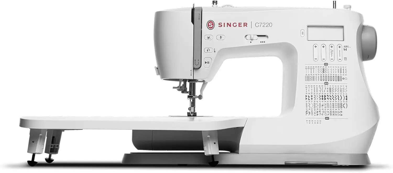 Singer C7220 Computerized Sewing Machine With Extension Table & Accessory Kit | 200 Built-In Stitches, 8 One-Step Buttonhole