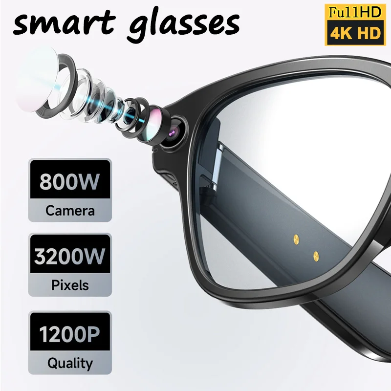 4K HD AI Smart Glasses GPT 100mp Multifunctional Camera Chat Bluetooth Call Voice Assistant Music Player Smart Translation
