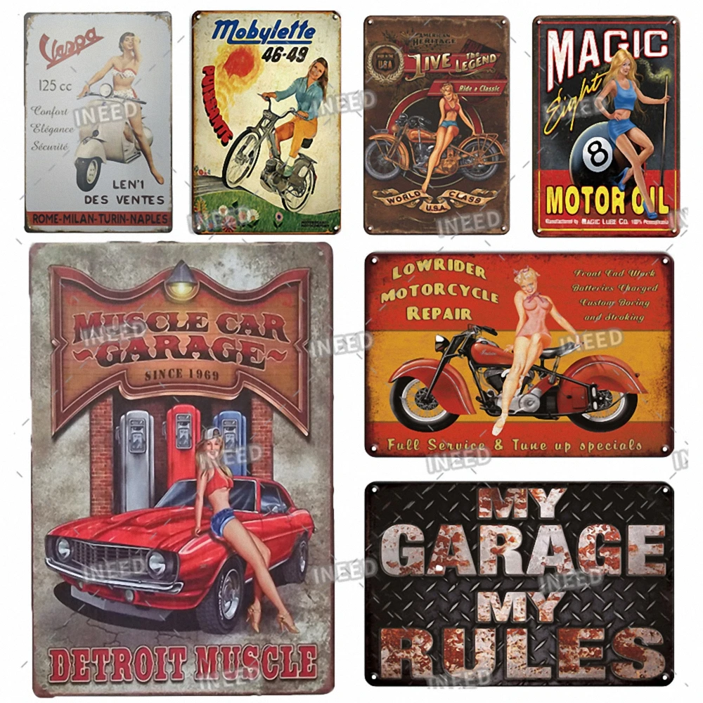 

Metal Painting Signs Vintage Poster Bar Pub Decorative Plaque Home Decor Beer Advertising Plate - 10PCS Mixed Random Shipment A1