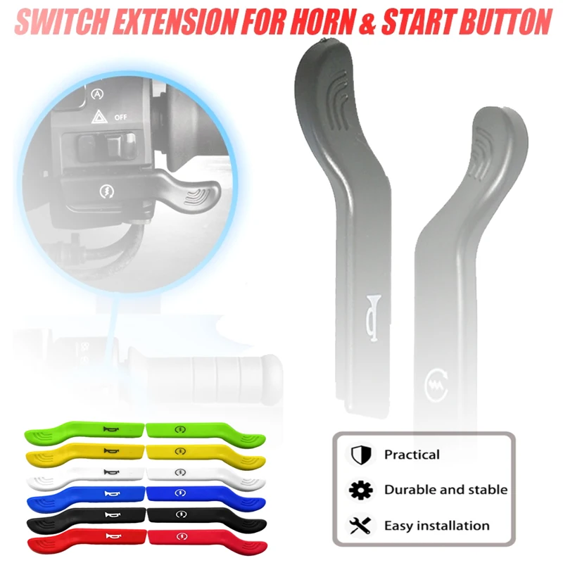 1 Pair Universal Motorcycle Modification Start Up Switch Button Horn Switch Extender Extension Keys Rubber Button Horn Switch
