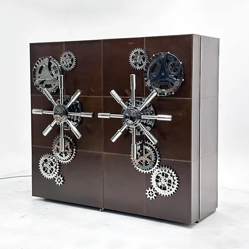 Light luxury stainless steel wine cabinet, high-end luxury villa, restaurant home luxury wall locker