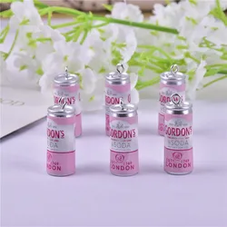 10pcs/pack Pink Alcohol Cans Resin Charms for DIY Earring Jewelry Finding 10*24mm