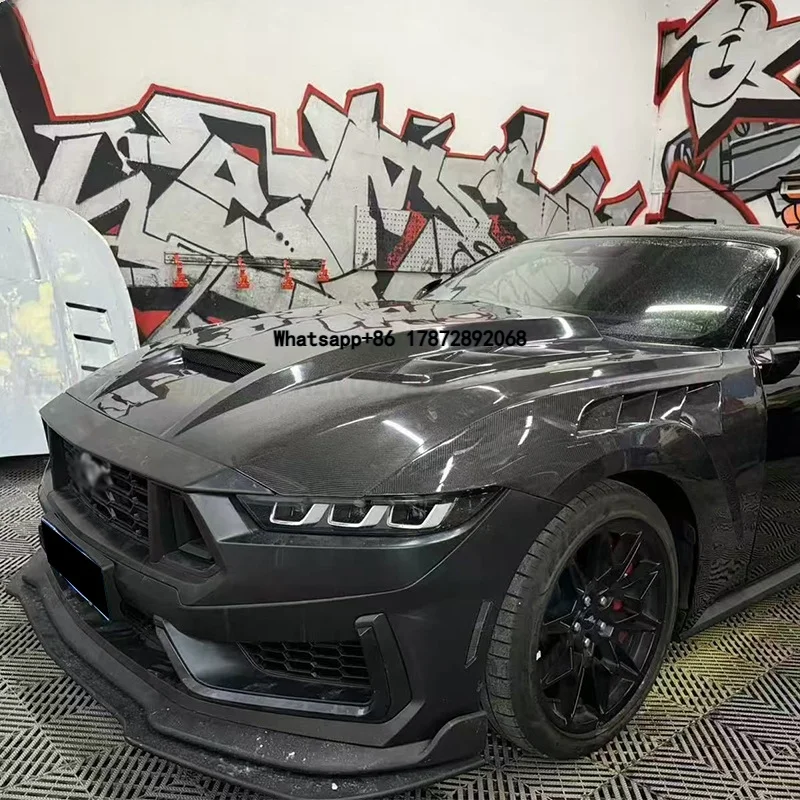 TF Style Carbon Fiber Engine Hood Bonnet For Mustang 2024+ New Model Exterior Body Parts