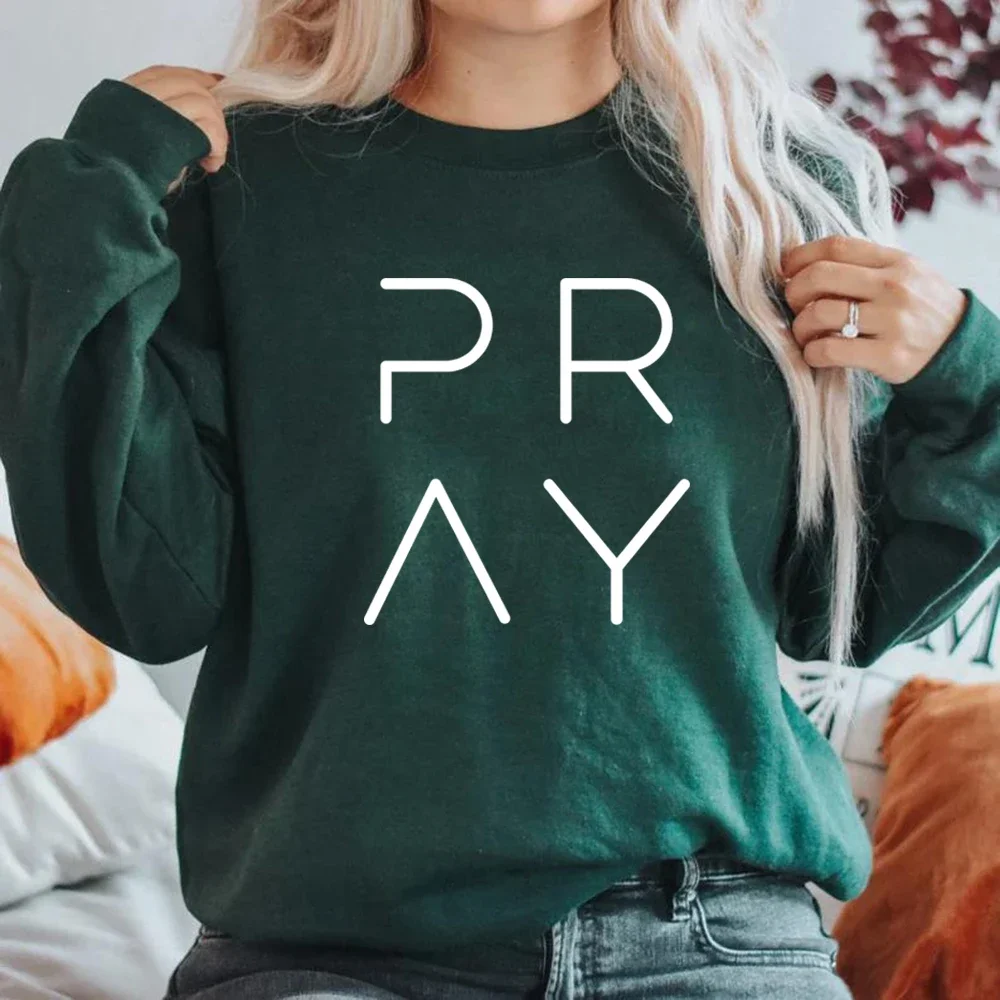 Pray Sweatshirt Christian Hoodie Faith Sweatshirt Streetwear Women's Sweater Long Sleeve Casual Pullover Female Clothing Hoodies