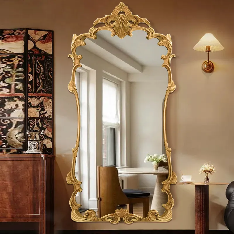 European retro carved dressing mirror - home use wall-mounted or floor-standing