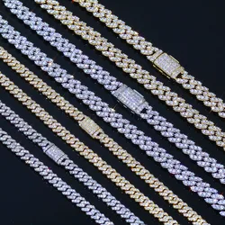 Hip Hop Jewelry 6mm8mm 1Row Iced Out Cuban Link Chain Choker Women Prong Setting Cubic Zirconia Cuban Necklace Party Gift 