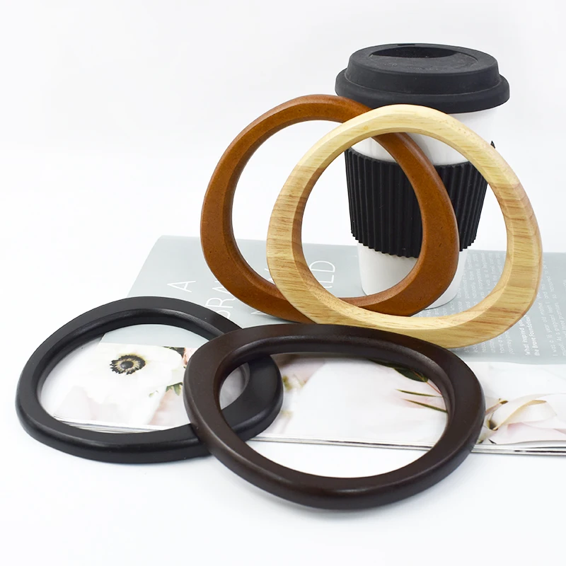 2/4Pcs Solid Wooden O Ring Bags Handle Purse Frame Woven-Bag Handles Handmade Bag Charm DIY Women's Handbag Craft Accessories