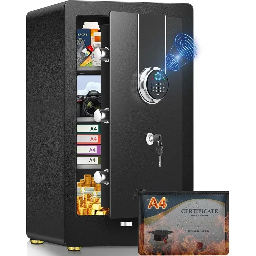 23.6H Smart Biometric Safe, 5.5 Capacity with Dual Alert, Mute Option, Security Safes for Home with Gun Rack Hooks, Ideal Valent
