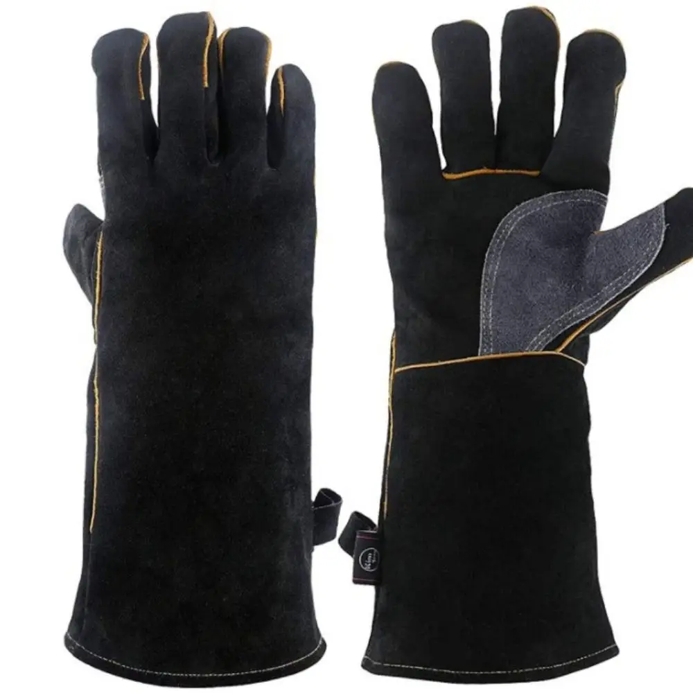 Leather Heat Resistant Gloves High Temperature Resistance Heat Insulation Welding Gloves 14/16 Inch Work Gloves Welding Work