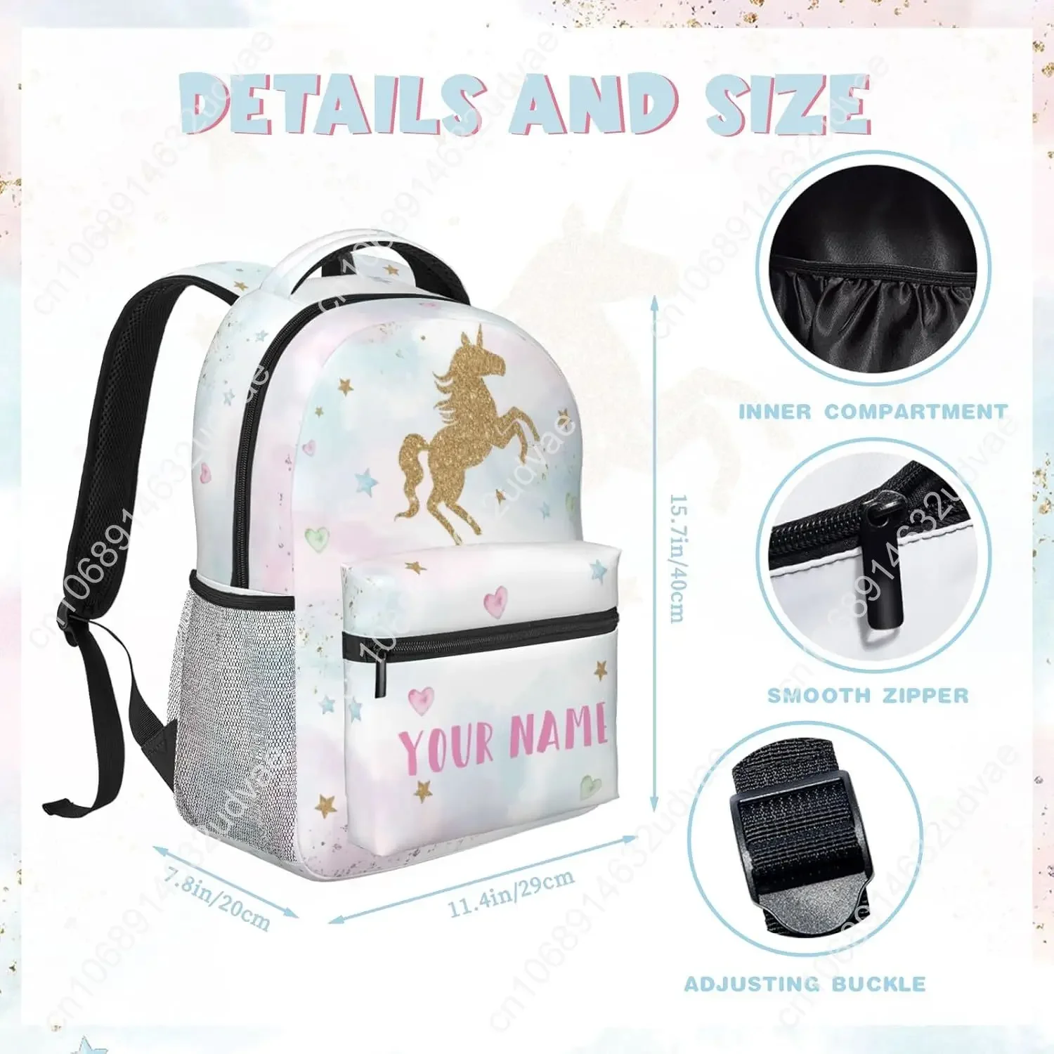 Personalized Backpack for Girls Boys, Custom Backpacks with Name for Kids, Customized Unicorn School Bookbag for Back to School