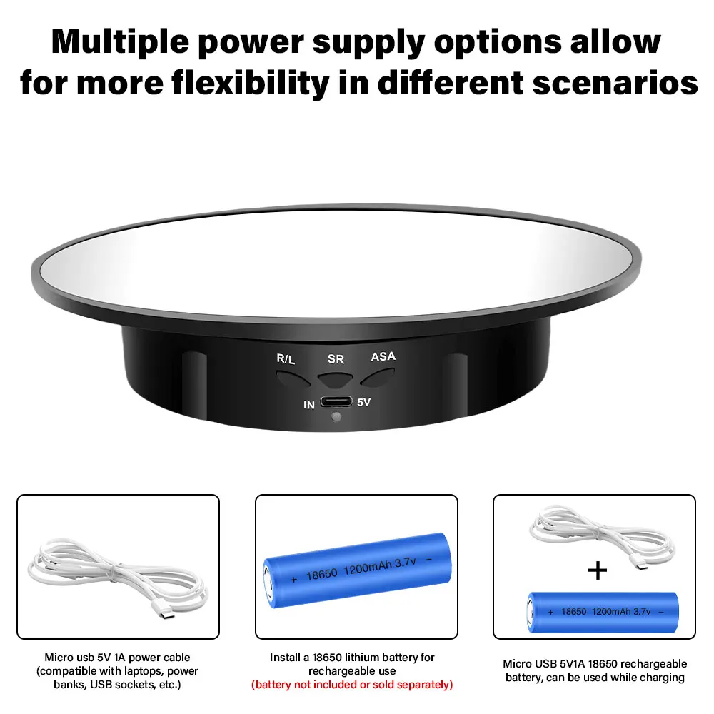 Motorisierter drehbarer Spiegelständer, 360-Grad-Drehteller, Schmuckhalter, USB-Stromversorgung, drehbares Schießen, drei Geschwindigkeiten – Detail 25