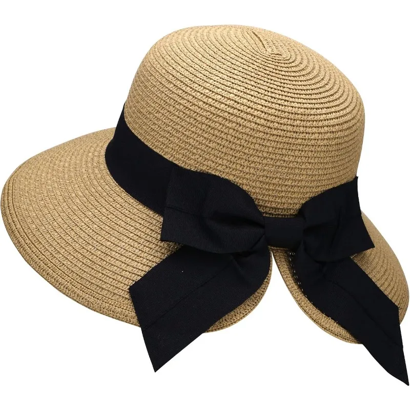 1pc Bow Big Brim Sun Hats for Women UPF 50+ Women's Lightweight Foldable/Packable Beach Sun Hat