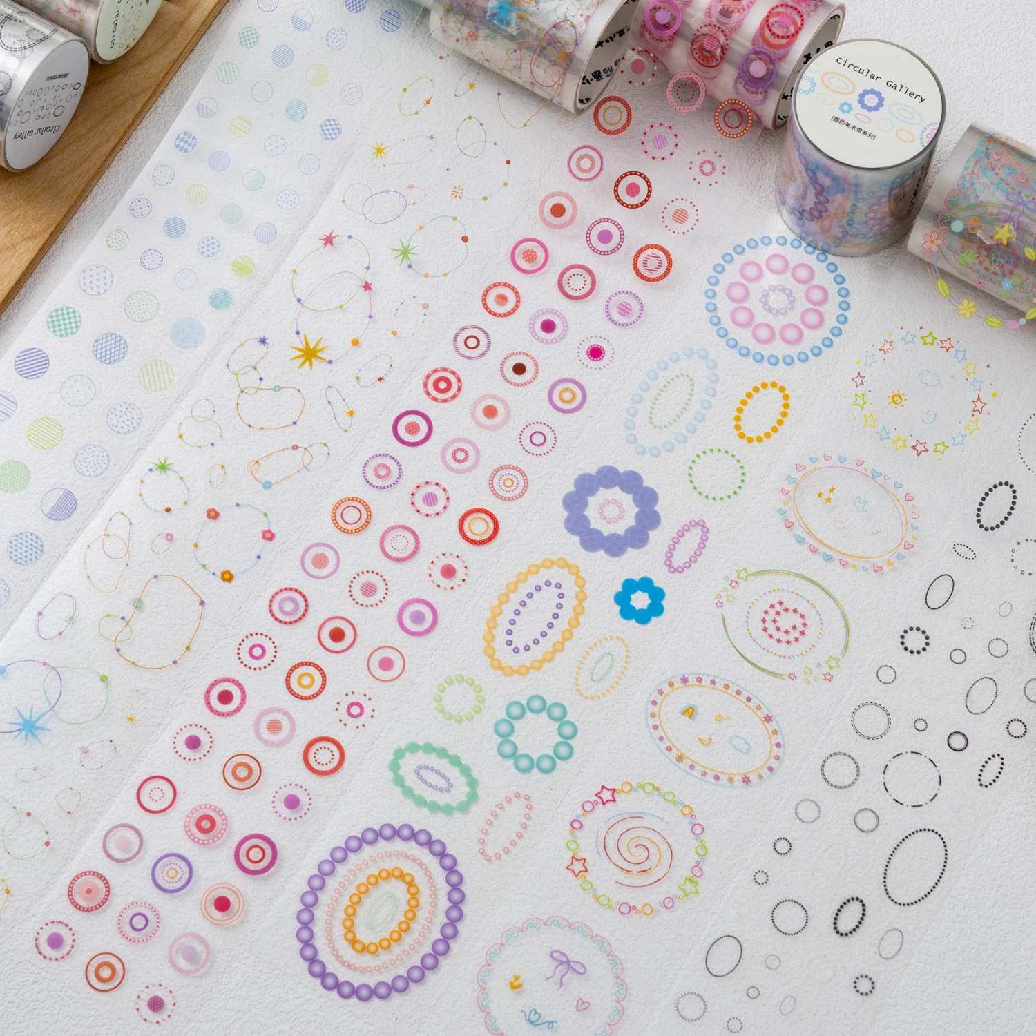 45mm*200cm Vintage Colorful Round Circle Landscape PET Tape Creative DIY Journal Material Collage Scrapbooking Stationery