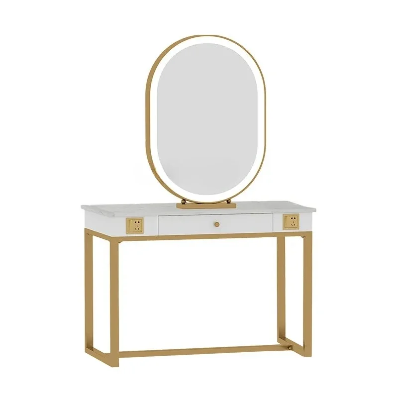 Barber Shop Dressing Table Beauty Salon Dressing Table with Light for Hair Salon Hot Dyeing Table Double-Sided Cabinet Makeup